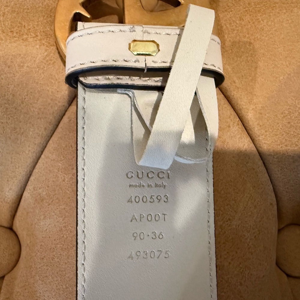 GG Marmont wide belt - White Leather - Picture 4 of 4